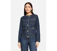 Jackenblazer BETTY BARCLAY "Damen mit Knöpfen", Damen, Gr. 48, dunkelblau denim, Obermaterial: 70% Baumwolle, 23% Polyester, 4% Lyocell, 3% Elasthan, sehr schmal normal, Rundhals, Blazer (57584146-48)