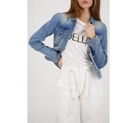 Jeansjacke MONARI "Jacke Jeans", Damen, Gr. 44, jeans, Denim/Jeans, Obermaterial: 80% Baumwolle, 17% Polyester, 3% Elasthan, unifarben, regular fit taillenbedeckt, Rundhals, eingesetzt Manschette, Jac