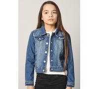 Jeansjacke NAME IT "NKFSTAR DNM JACKET 2210-SR", Mädchen, Gr. 146, blau (medium blau), Denim/Jeans, Obermaterial: 75% Baumwolle, 25% Polyester, unifarben, normal taillenbedeckt, 1-Knopf-Manschette, Ja