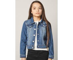 Jeansjacke NAME IT "NKFSTAR DNM JACKET 2210-SR", Mädchen, Gr. 146, blau (medium blau), Denim/Jeans, Obermaterial: 75% Baumwolle, 25% Polyester, unifarben, normal taillenbedeckt, 1-Knopf-Manschette, Ja