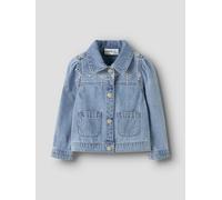 Jeansjacke NAME IT "NMFHARPER DNM ANGLAISE JACKET 1026-OV H", Mädchen, Gr. 122, light blau denim detail:anglaise, Denim/Jeans, Obermaterial: 100% Baumwolle, Abriebeffekte, bestickt, normal, Manschette