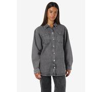 Jeansjacke NOISY MAY "NMALVA L/S DNM SHACKET AZ450MG NOOS", Damen, Gr. M, blau (medium grau denim), Denim/Jeans, Obermaterial: 100% Baumwolle, unifarben, modisch, Langarm, Jacken (37648115-M) medium g