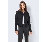 Noisy May Damen Kurze Jeansjacke | Basic Denim Übergangsjacke | Stoned Washed Jacket NMDEBRA, Farben:Schwarz, Größe:S