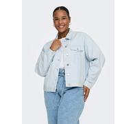 Jeansjacke ONLY CARMAKOMA "CARELSA CROCHET DENIM JACKET OTW", Damen, Gr. 50, ballad blau, Denim/Jeans, Obermaterial: 100% Baumwolle, unifarben, normal, Jacken Jeansjacke, mit Stickerei Detail (9167751