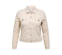 Jeansjacke ONLY CARMAKOMA "CARWESPA COLOUR DENIM JACKET DNM", Damen, Gr. 48, ecru, Web, Obermaterial: 79% Baumwolle, 20% Polyester, 1% Elasthan, unifarben, regular fit normal, Jacken Jeansjacke (57298