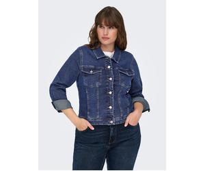Jeansjacke ONLY CARMAKOMA "CARWESPA LS DBD JACKET DNM", Damen, Gr. 44, blau (dunkelblau denim), Denim/Jeans, Obermaterial: 79% Baumwolle, 20% Polyester, 1% Elasthan, unifarben, Jacken Jeansjacke (6159