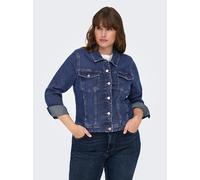 Jeansjacke ONLY CARMAKOMA "CARWESPA LS DBD JACKET DNM", Damen, Gr. 46, blau (dunkelblau denim), Denim/Jeans, Obermaterial: 79% Baumwolle, 20% Polyester, 1% Elasthan, unifarben, Jacken (61598463-46) du