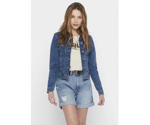 Jeansjacke ONLY "ONLTIA DNM JACKET MB BEX02 NOOS", Damen, Gr. 36, blau (medium blau denim), Denim/Jeans, Obermaterial: 98% Baumwolle, 2% Elasthan, unifarben, figurbetont normal, Jacken Jeansjacke, in
