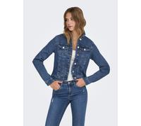 Jeansjacke ONLY "ONLWONDER - Jeansjacke mit Teilungsnähten und Stretch", Damen, Gr. M, blau (medium blau denim), Denim/Jeans;Web;Twill, Obermaterial: 79% Baumwolle, 20% Polyester, 1% Elasthan, unifarb