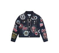 Jeansjacke PHILIPP PLEIN "Denim-Jacke", Jungen, Gr. 10, 07ps, blausplash, Obermaterial: 92% Baumwolle, 6% Elastomultiester, 2% Elasthan; Futter: 65% Polyester, 35% Baumwolle, Jacken Jeansjacke (659254