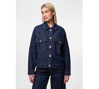 Jeansjacke PIECES "PCELMA DENIM JACKET NOOS BC", Damen, Gr. XL, dunkelblau denim detail:rinse wash, Denim/Jeans, Obermaterial: 99% Baumwolle, 1% Elasthan, unifarben, regular fit normal, Jacken Jeansja