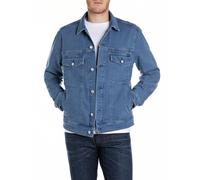 Jeansjacke REPLAY, Herren, Gr. M, blau (medium blau), Obermaterial: 98% Baumwolle, 2% Elasthan, regular fit, mit Knopf angesetztes Bündchen mit Schlitz, Jacken Jeansjacke (89561704-M)