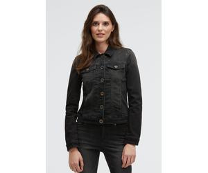 Jeansjacke SOCCX, Damen, Gr. 3XL, schwarz (schwarz washed metal), Jeans, Material: 63% Baumwolle, 25% Polyester, 10% Viskose, 2% Elasthan, used, slim fit kurz, eingesetzt 1-Knopf-Manschette, Jacken Je