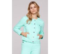 Jeansjacke SOCCX, Damen, Gr. S, blau (aqua splash), Jeans, Material: 85% Baumwolle, 12% Polyester, 3% Elasthan, unifarben, slim fit kurz, eingesetzt 1-Knopf-Manschette, Jacken Jeansjacke, mit Brusttas