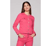 Jeansjacke SOCCX, Damen, Gr. XL, rosa (coral pink), Jeans, Material: 85% Baumwolle, 12% Polyester, 3% Elasthan, unifarben, slim fit kurz, eingesetzt 1-Knopf-Manschette, Jacken Jeansjacke, mit Brusttas