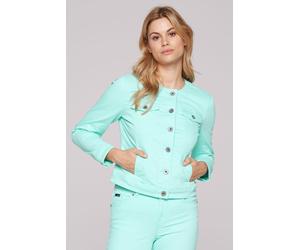 Jeansjacke SOCCX, Damen, Gr. XXL, blau (aqua splash), Jeans, Material: 85% Baumwolle, 12% Polyester, 3% Elasthan, unifarben, slim fit kurz, eingesetzt 1-Knopf-Manschette, Jacken Jeansjacke, mit Brustt