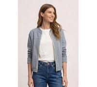 Jeansjacke STREET ONE, Damen, Gr. 40, blau (indigo stripe washed), Jeans, 99% Baumwolle, 1% Elasthan, gestreift, normal normal, Rundhals, elastischer Bund, Jacken Jeansjacke, im Streifen-Design (11718