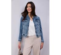 Jeansjacke STREET ONE, Damen, Gr. 42, medium blau wash, Denim/Jeans, Obermaterial: 70% Baumwolle, 28% Polyester, 2% Elasthan, unifarben, regular fit normal, Manschette, Jacken Jeansjacke, mit Brust Ta