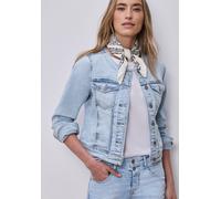 Jeansjacke STREET ONE, Damen, Gr. 46, light blau washed, Jeans, 72% Baumwolle, 27% Polyester, 1% Elasthan, unifarben, normal normal, Rundhals, Manschette, Jacken Jeansjacke, in Denim-Optik (57879805-4