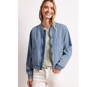 Jeansjacke STREET ONE, Damen, Gr. 46, ultra bleach random washed, Jeans, 100% Baumwolle, unifarben, normal normal, hoch geschlossener Ausschnitt, elastischer Bund, Jacken Jeansjacke, aus reiner Baumwo