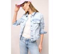 Jeansjacke STREET ONE STUDIO, Damen, Gr. 40, ultra bleach wash, Jeans, 70% Baumwolle, 28% Polyester, 2% Elasthan, unifarben, normal normal, V-Ausschnitt, abgesteppt, Jacken Jeansjacke, mit Brusttasche