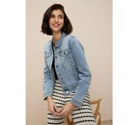 Jeansjacke TAMARIS, Damen, Gr. 40, blau bleache, Denim/Jeans, Obermaterial: 74% Baumwolle, 24% Polyester, 2% Elasthan, unifarben, figurumspielend, 1-Knopf-Manschette, Jacken Jeansjacke, aus elastische