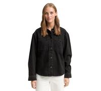 Jeansjacke TOM TAILOR DENIM, Damen, Gr. XXL, schwarz stone wash denim, Denim/Jeans, Obermaterial: 100% Baumwolle, unifarben, regular fit normal, Manschette, Jacken Jeansjacke, mit Strasssteinen (13300