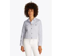 Jeansjacke TOMMY HILFIGER "DNM SLIM JACKET WHITE", Damen, Gr. 38, weiß (optic weiß), Denim/Jeans, Obermaterial: 99% Baumwolle, 1% Elasthan, unifarben, slim fit kurz, 1-Knopf-Manschette, Jacken Jeansja