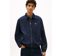Jeansjacke TOMMY JEANS "CHAMBRAY HARRINGTON", Herren, Gr. M, denim schwarz, Web, Obermaterial: 100% Baumwolle, unifarben, regular fit normal, Rundhals, eingesetzt elastischer Bund, Jacken Jeansjacke,