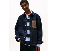 Jeansjacke TOMMY JEANS "CHORE JACKET", Herren, Gr. M, denim schwarz, Denim/Jeans, Obermaterial: 100% Baumwolle, relaxed fit, 2-Knopf-Manschette, Jacken Jeansjacke, Relaxed Fit, halbgespreizter Kragen