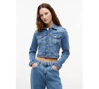 Jeansjacke TOMMY JEANS "NEW SLIM TRUCKER JACKET CJ8138", Damen, Gr. M (40), denim medium, Denim/Jeans, Obermaterial: 99% Baumwolle, 1% Elasthan, unifarben, slim fit taillenbedeckt, Jacken Jeansjacke,