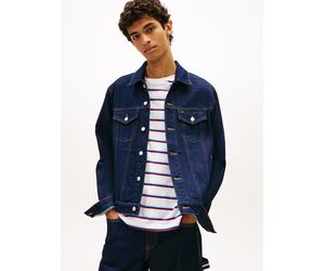 Jeansjacke TOMMY JEANS "RYAN REGULAR", Herren, Gr. 4XL, denim schwarz, Denim/Jeans, Obermaterial: 99% Baumwolle, 1% Elasthan, unifarben, regular fit normal, Rundhals, eingesetzt angesetztes Bündchen,