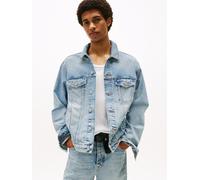 Jeansjacke TOMMY JEANS "RYAN RGLR TRCKR RWB EXT CI6033", Herren, Gr. 4XL, blau (denim mid light blau), Denim/Jeans, Obermaterial: 100% Baumwolle, unifarben, klassisch normal, Rundhals, eingesetzt,Ärme