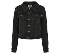 Jeansjacke URBAN CLASSICS "Urban Classics Damen Ladies Organic Denim Jacket", Damen, Gr. 5XL, schwarz washed, 50% Baumwolle (Bio), 48% Baumwolle, 2% Elasthan, unifarben, slim fit, amerikanischer Aussc