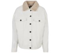 Jeansjacke URBAN CLASSICS "Urban Classics Damen Ladies Oversized Sherpa Denim Jacket", Damen, Gr. L, sanftes weiß, 100% Baumwolle, unifarben, oversize, amerikanischer Ausschnitt, Jacken Jeansjacke (42