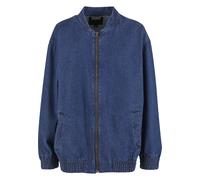 Jeansjacke URBAN CLASSICS "Urban Classics Ladies Oversized Skater Jacket", Damen, Gr. L, mid tiefblau washed, 100% Baumwolle, unifarben, klassisch, normal, amerikanischer Ausschnitt, Langarm, Jacken (