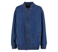 Jeansjacke URBAN CLASSICS "Urban Classics Ladies Oversized Skater Jacket", Damen, Gr. XS, mid tiefblau washed, 100% Baumwolle, unifarben, normal, amerikanischer Ausschnitt, Jacken Jeansjacke (58719732