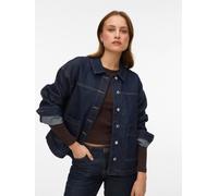 Jeansjacke VERO MODA "VMJAMIE LS DENIM SHACKET MIX NOOS", Damen, Gr. M, blau (dunkelblau denim detail:rinse), Denim/Jeans, Obermaterial: 80% Baumwolle, 20% Polyester, loose fit normal, Jacken Jeansjac