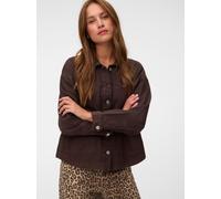 Jeansjacke VERO MODA "VMJAMIE LS DENIM SHACKET MIX NOOS", Damen, Gr. S, braun (chocolate torte detail:washed), Denim/Jeans, Obermaterial: 80% Baumwolle, 20% Polyester, loose fit normal, Jacken Jeansja