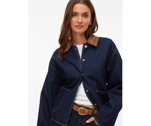 Jeansjacke VERO MODA "VMNOVIE LS DENIM BARN JACKET SI346", Damen, Gr. M, medium blau denim, Web, Obermaterial: 80% Baumwolle, 20% Polyester, unifarben, Rundhals, Jacken Jeansjacke (50661040-M) medium