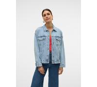 Vero Moda Regular Fit Jeansjacke aus Baumwoll-Mix mit Fly-Away Kragen Modell 'TESSA' in Hellblau, Größe XL