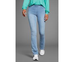 Jeansjeggings ARIZONA "Bootcut mit leichtem Thermo Effekt", Damen, Gr. 44, N-Gr, blau (bleached), Denim/Jeans, Obermaterial: 72% Baumwolle, 26% Polyester, 2% Elasthan, Basic, lang, Jeans, High Waist (