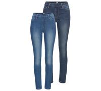 Jeansjeggings ARIZONA, Damen, Gr. 34, N-Gr, blau (dkblus, bluus), Jeans, Obermaterial: 80% Baumwolle, 19% Polyester, 1% Elasthan, clean, Basic, eng lang, Jeans Jeansjeggings, enge Passform, Röhrenjean
