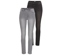Jeansjeggings ARIZONA, Damen, Gr. 36, N-Gr, blus, grus, Jeans, Obermaterial: 80% Baumwolle, 19% Polyester, 1% Elasthan, clean, Basic, eng lang, Jeans Jeansjeggings, enge Passform, Röhrenjeans, Used-Lo