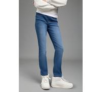 Jeansjeggings H.I.S "Jeggings mit leicht ausgestelltem Bein", Mädchen, Gr. 164, N-Gr, blau stone w, Denim/Jeans, Obermaterial: 79% Baumwolle, 20% Polyester, 1% Elasthan, Abriebeffekte, eng lang, Jeans