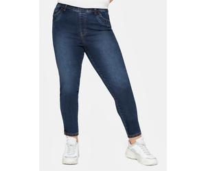 Jeansjeggings SHEEGO, Damen, Gr. 50, Normalgrößen, blau (dunkelblau denim), 76% Baumwolle, 22% Polyester, 2% Elasthan, unifarben, lang, Jeans (51388312-50) dunkelblau denim