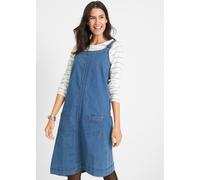 Jeanskleid BONPRIX, Damen, Gr. 48, N-Gr, blau denim, Denim/Jeans, Obermaterial: 98% Baumwolle, 2% Elasthan, A-Linie knieumspielend, Kleider, Latzkleid mit verstellbaren Trägern, aufgesetzte Taschen, T