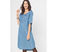 Jeanskleid BONPRIX, Damen, Gr. 48, N-Gr, blau (blau stone), Obermaterial: 100% Baumwolle, regular fit, Kleider, aus weichem Jeans-Material, mit Biesen und Knopfleiste am Oberteil (95216207-48) blau st