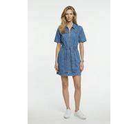 Jeanskleid CALVIN KLEIN JEANS "BELTED SHIRT DRESS RADIO BLUES", Damen, Gr. L, N-Gr, radio blaus, Denim/Jeans, Obermaterial: 100% Baumwolle, unifarben, regular fit ca. Mitte Oberschenkel, Rundhals, ein