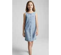 Jeanskleid CALVIN KLEIN JEANS "DENIM SLEEVELESS DRESS", Mädchen, Gr. 16 (176), N-Gr, andrew wash, Denim/Jeans, Obermaterial: 100% Baumwolle, unifarben, regular fit kurz, Rundhals, Kleider, Regular fit